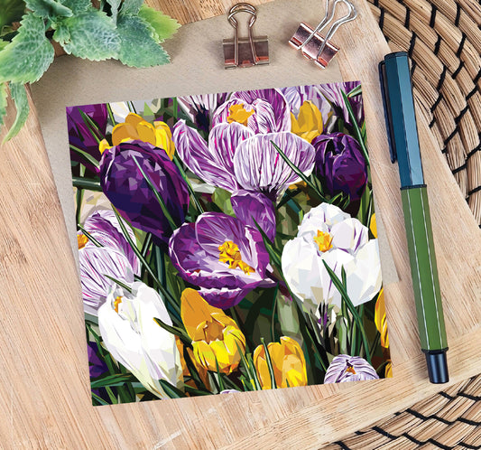 Crocus flower illustration | Blank greeting card | Art card