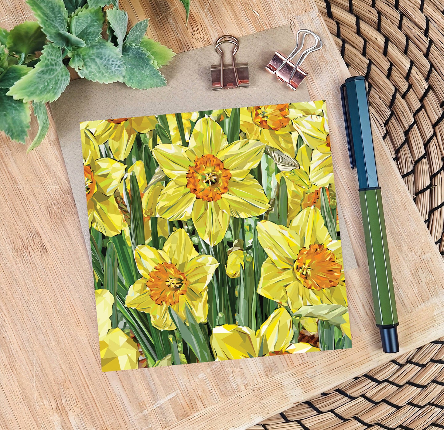 Daffodil flower illustration | Blank greeting card | British Springtime