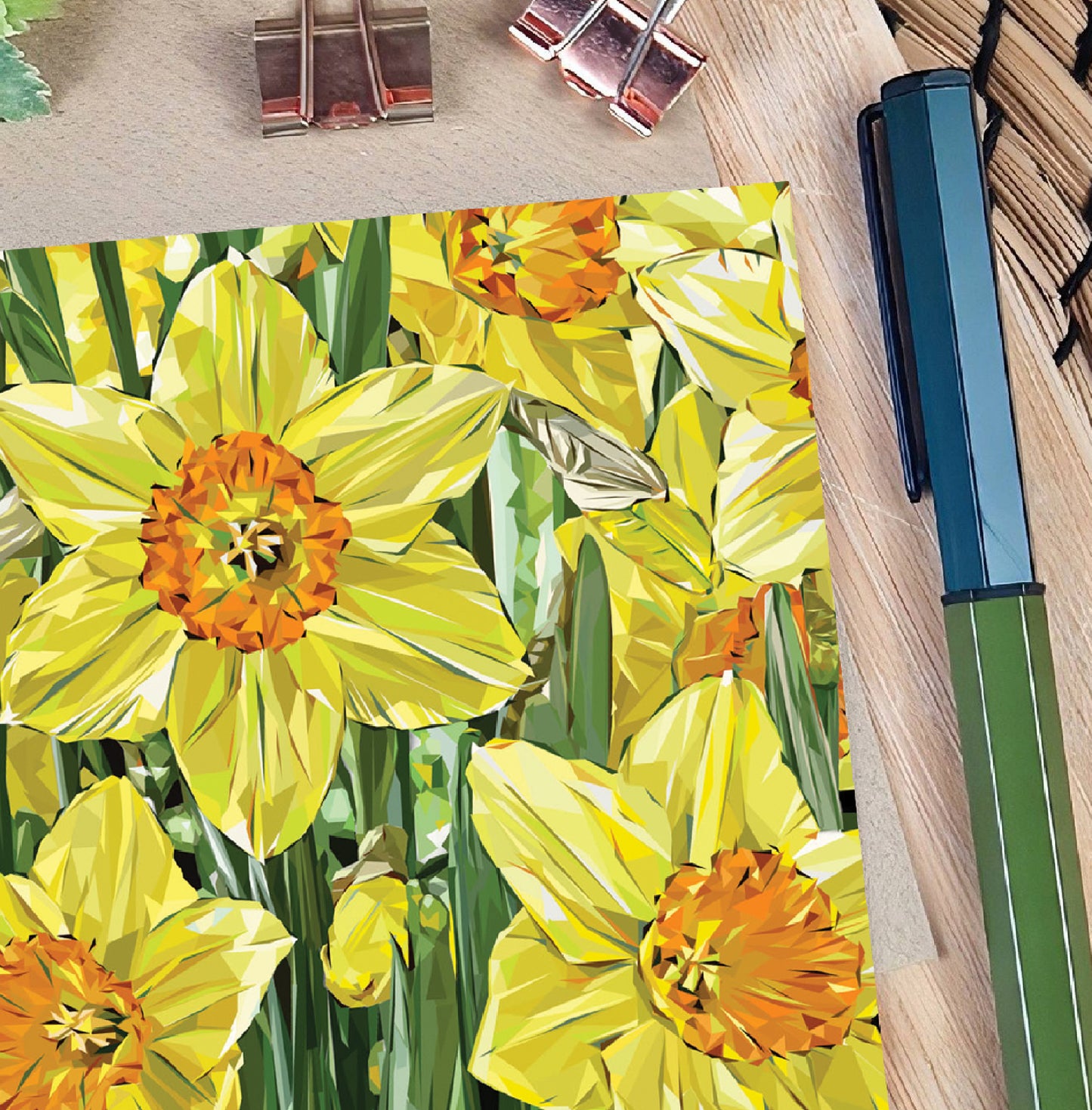 Daffodil flower illustration | Blank greeting card | British Springtime