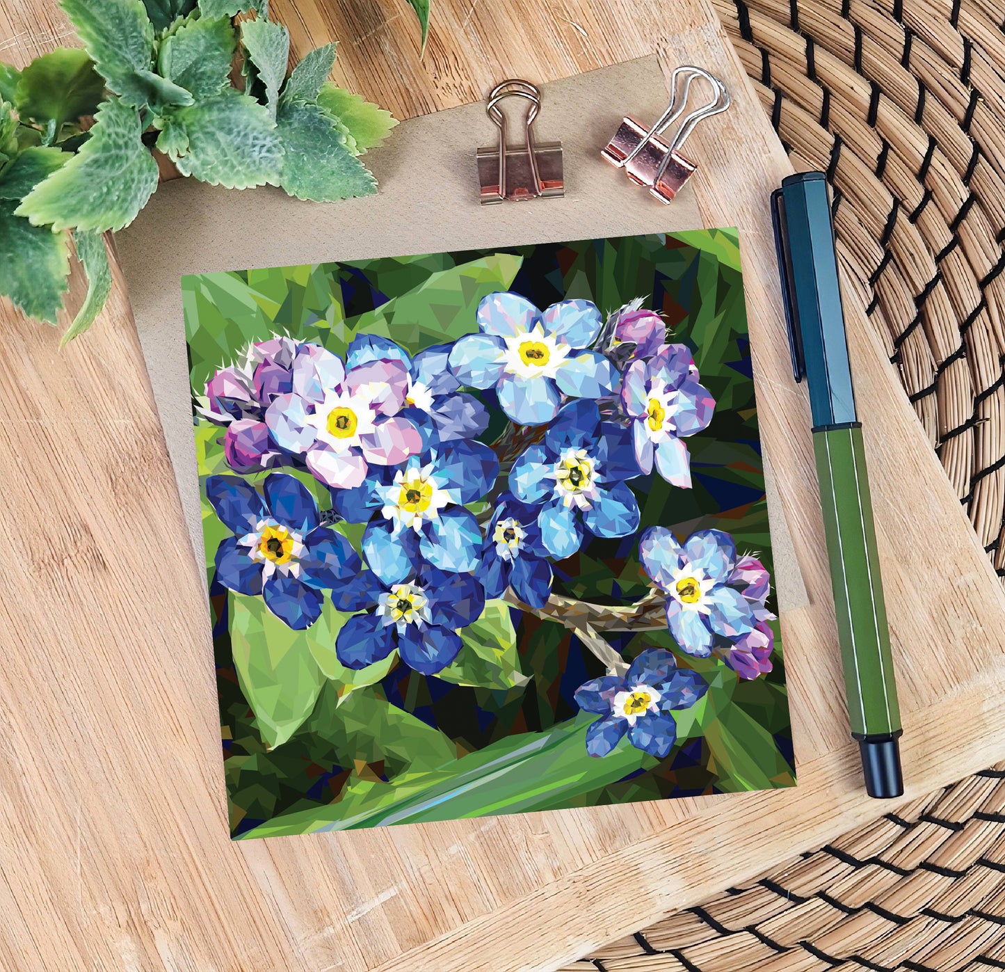 Forget-me-not flower illustration | Blank greeting card | Art card