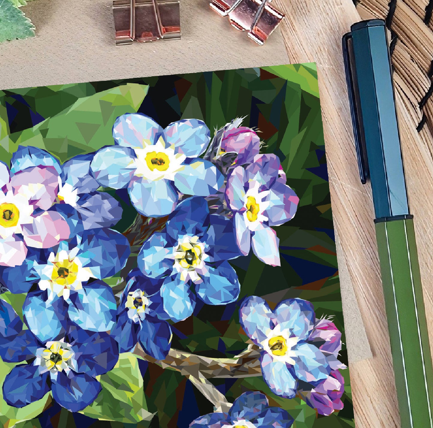 Forget-me-not flower illustration | Blank greeting card | Art card