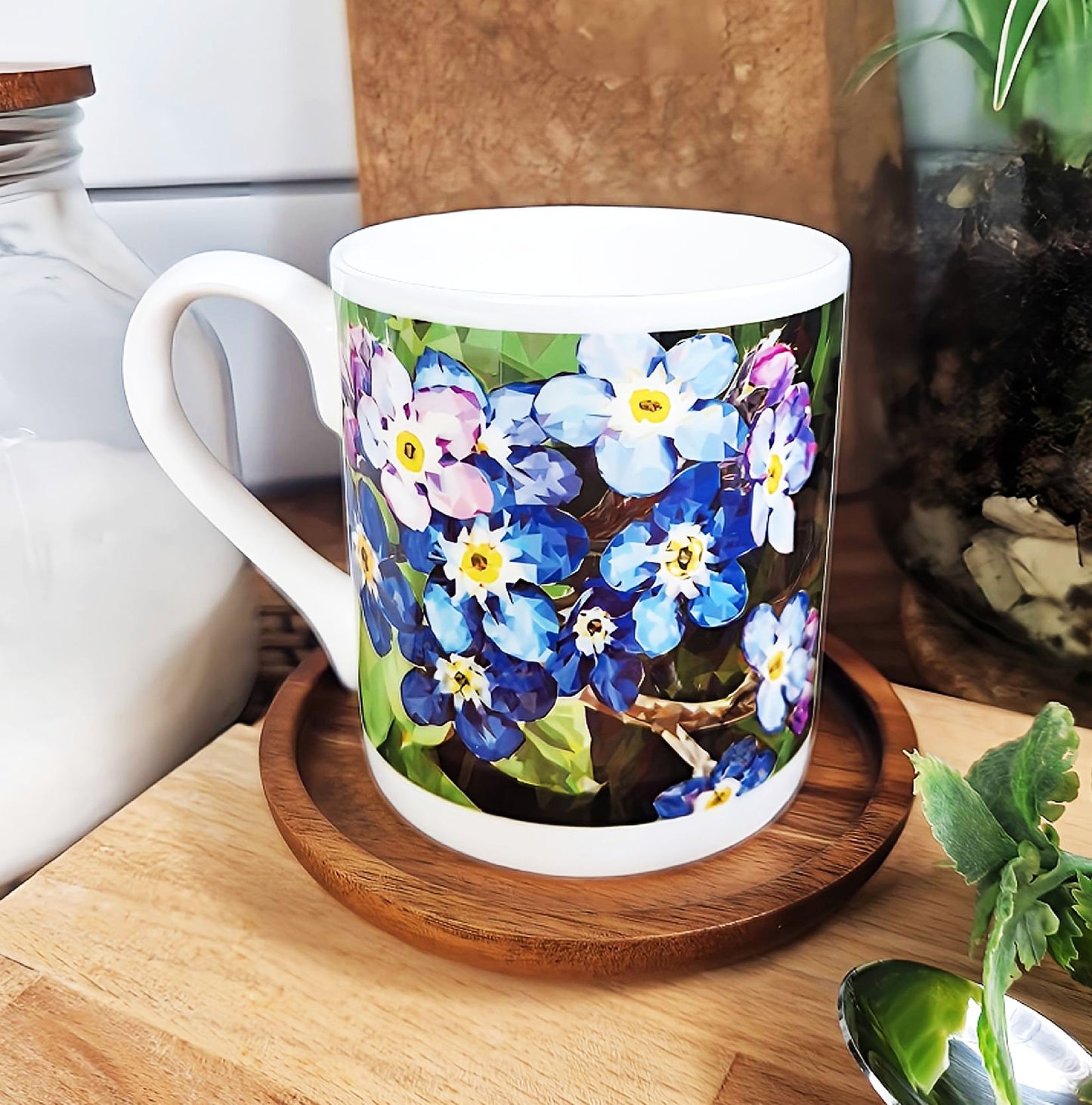 Forget-me-not flower illustration | Bone China mug | Wildflowers