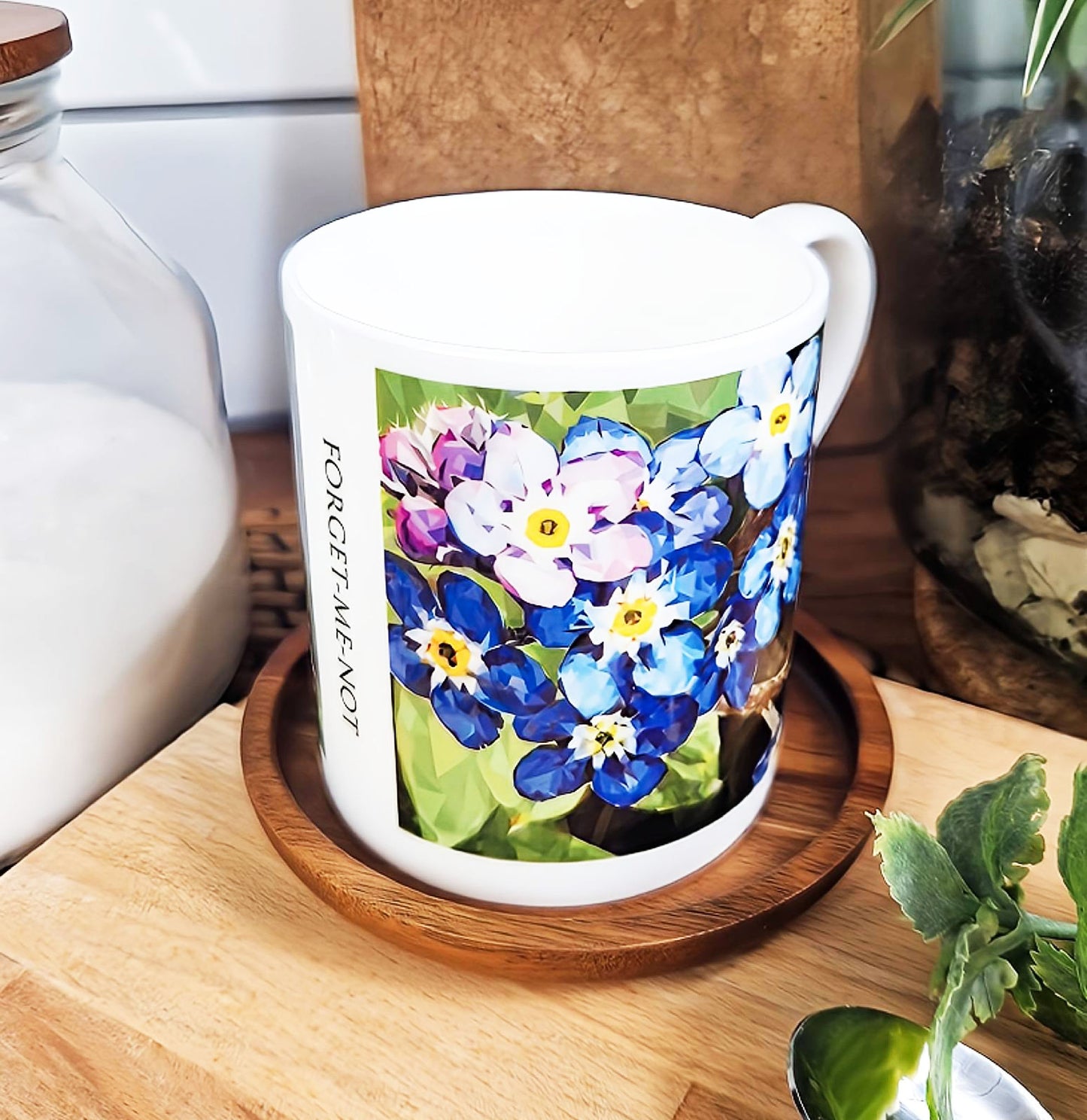 Forget-me-not flower illustration | Bone China mug | Wildflowers