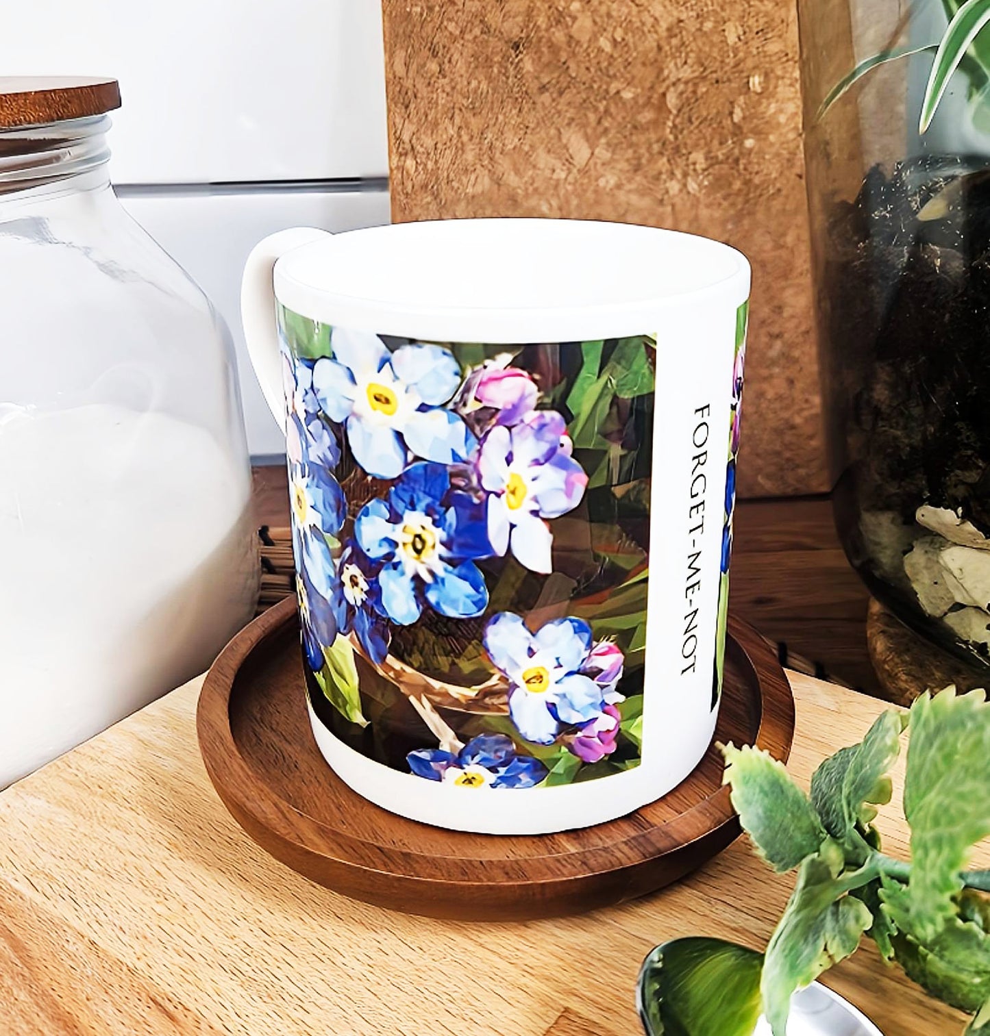 Forget-me-not flower illustration | Bone China mug | Wildflowers