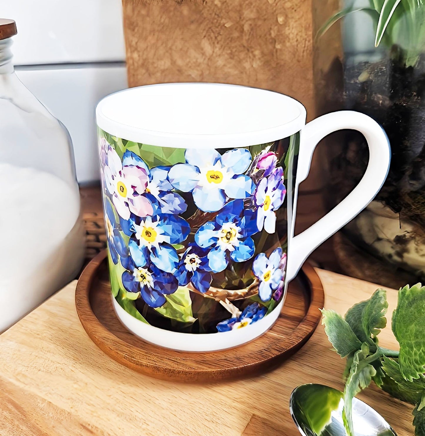 Forget-me-not flower illustration | Bone China mug | Wildflowers