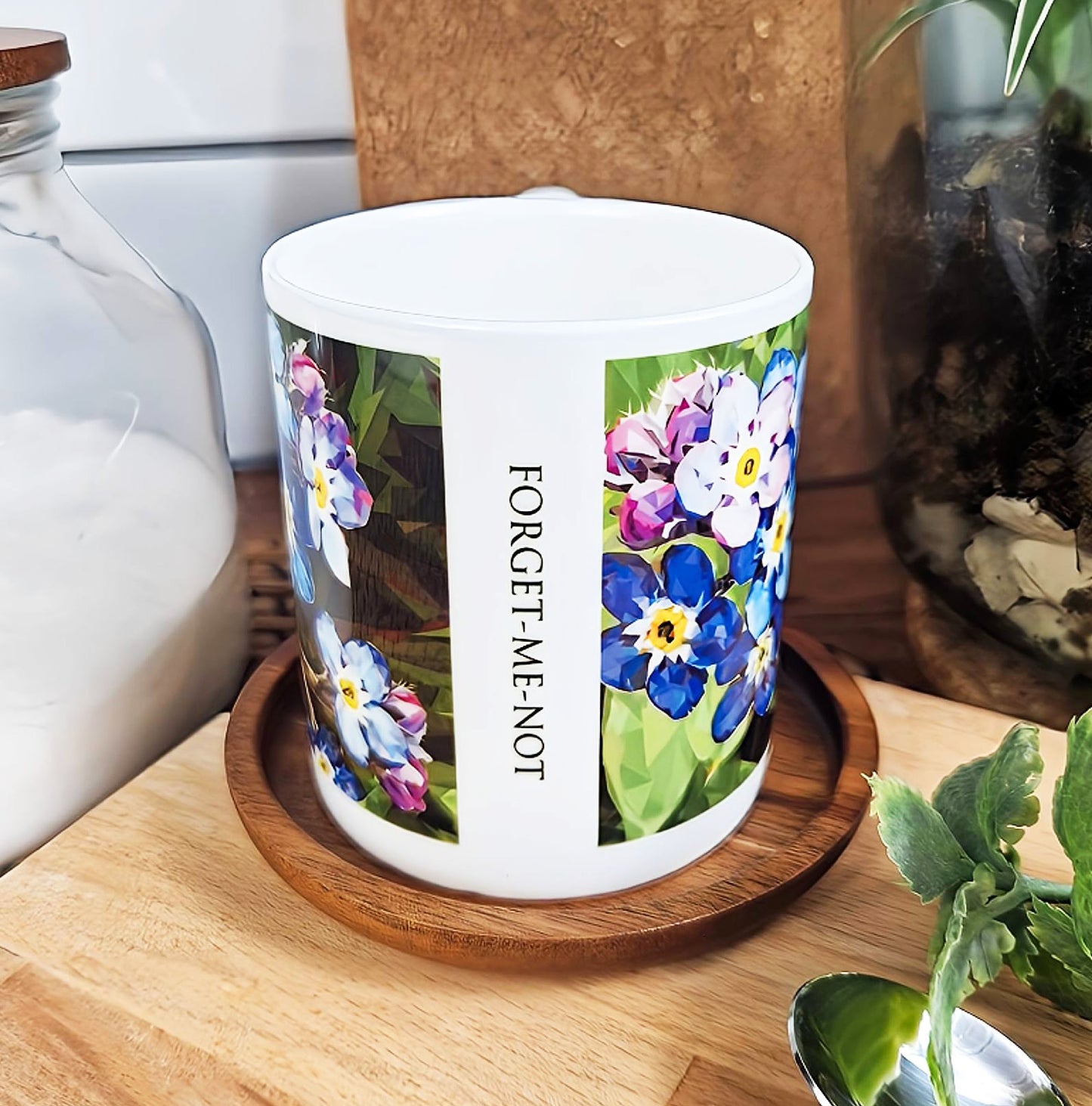 Forget-me-not flower illustration | Bone China mug | Wildflowers
