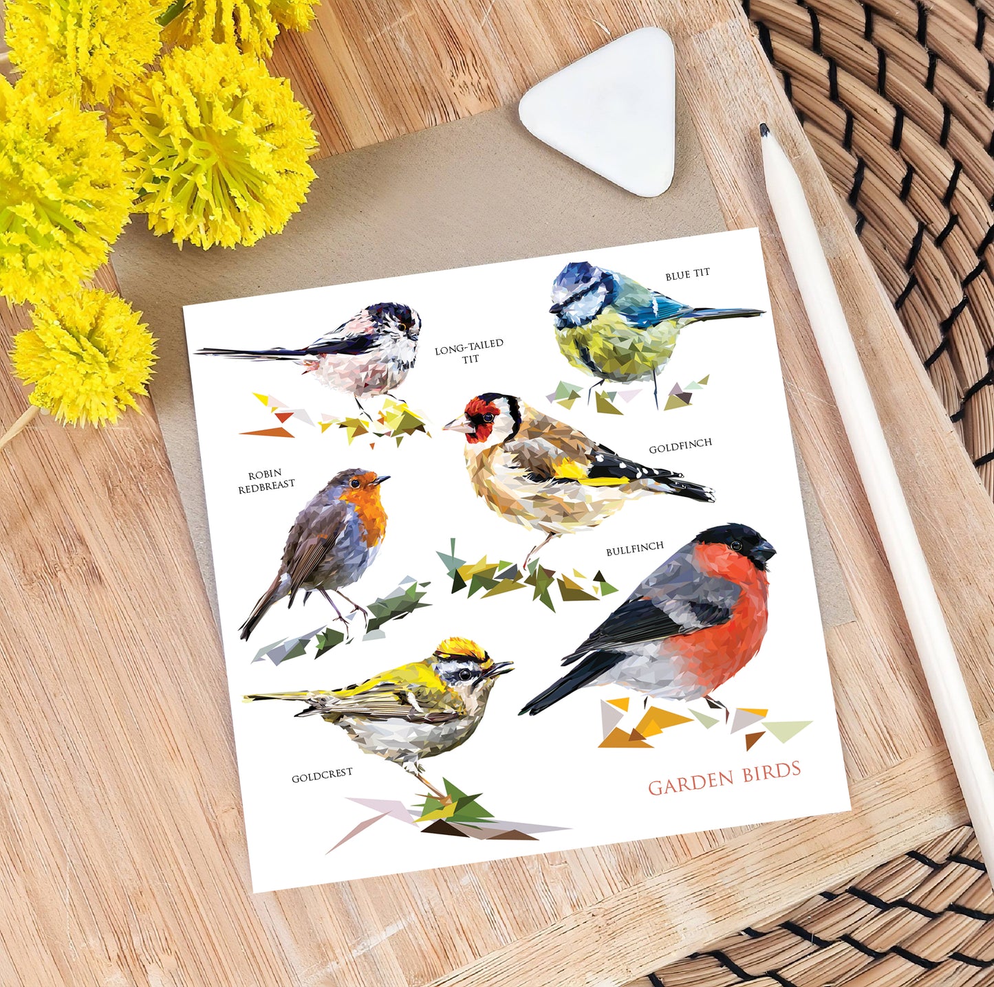 Garden birds illustration | Blank greeting card | Art card