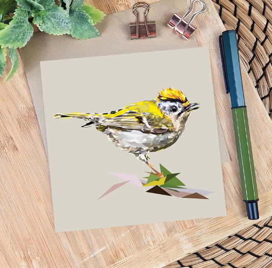 Goldcrest bird illustration | Blank greeting card | Art card