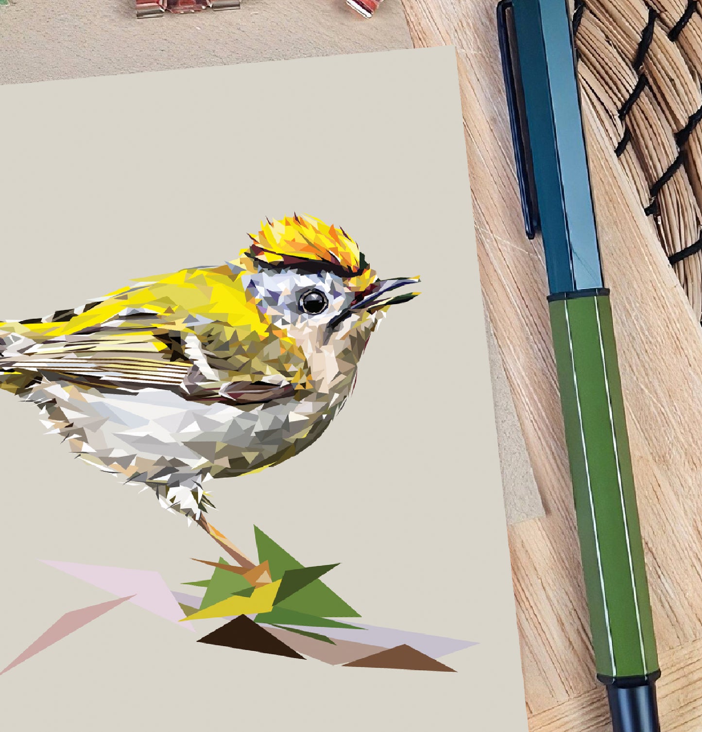 Goldcrest bird illustration | Blank greeting card | Art card