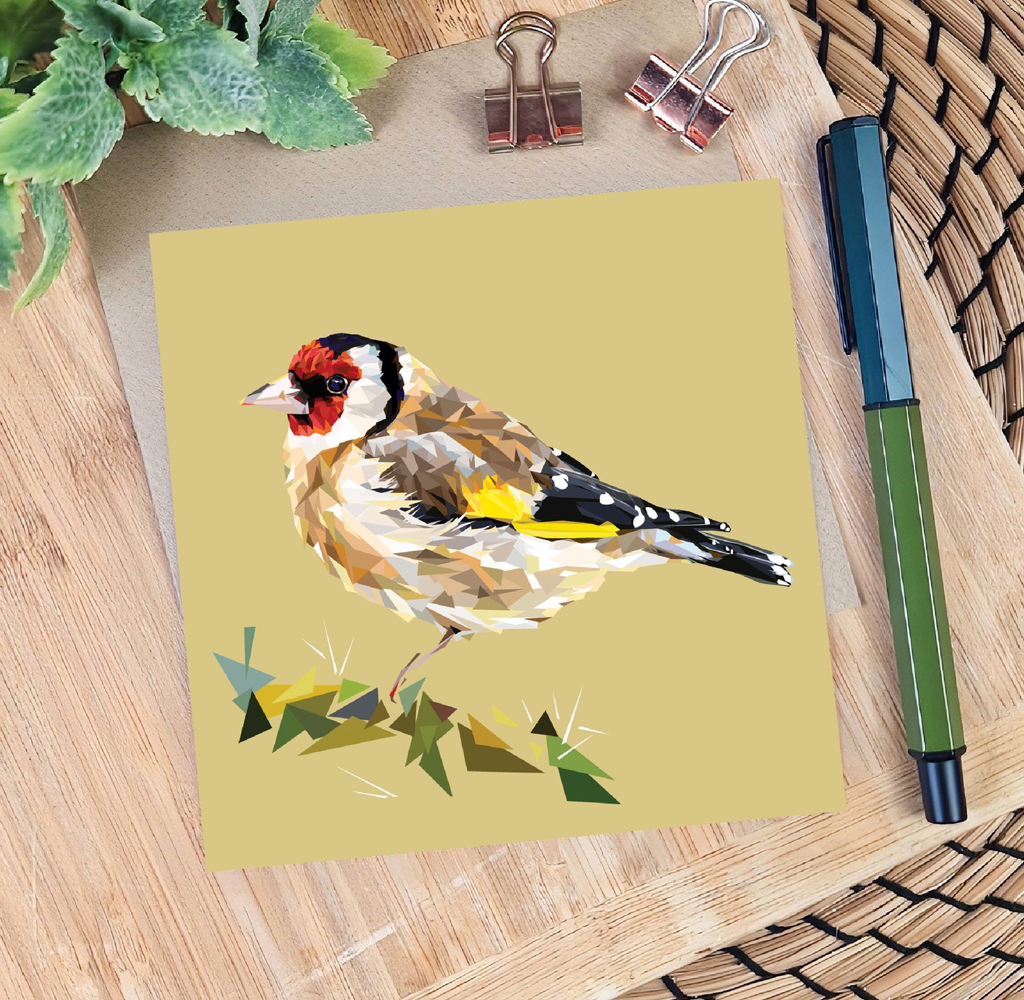 Goldfinch bird illustration | Bird seed greeting card | Art card
