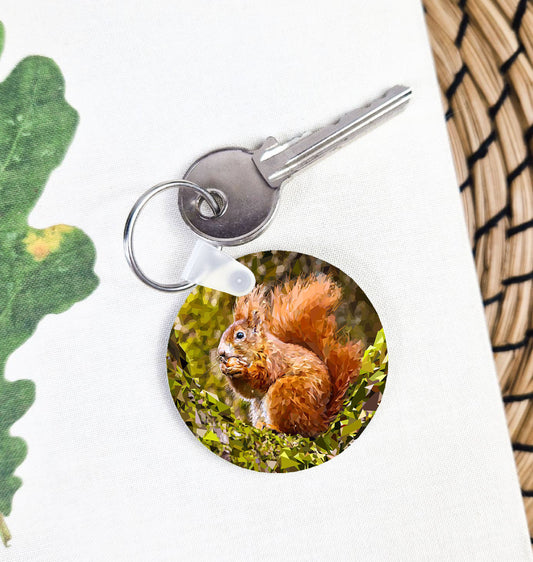 Red squirrel illustration | Keyring | Accessories