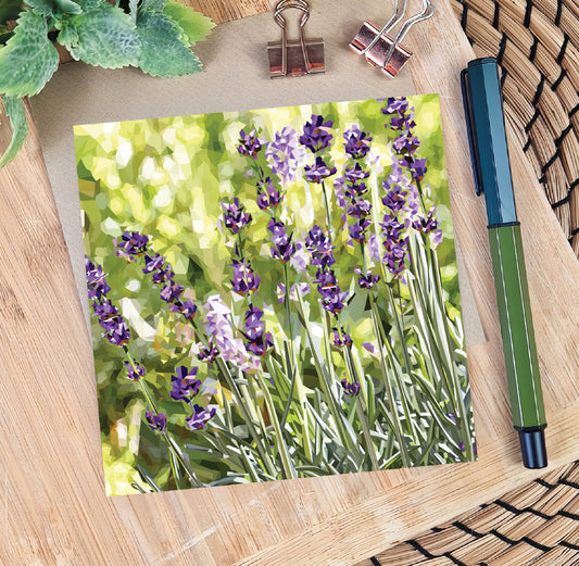Lavender flower illustration | Blank greeting card | Art card