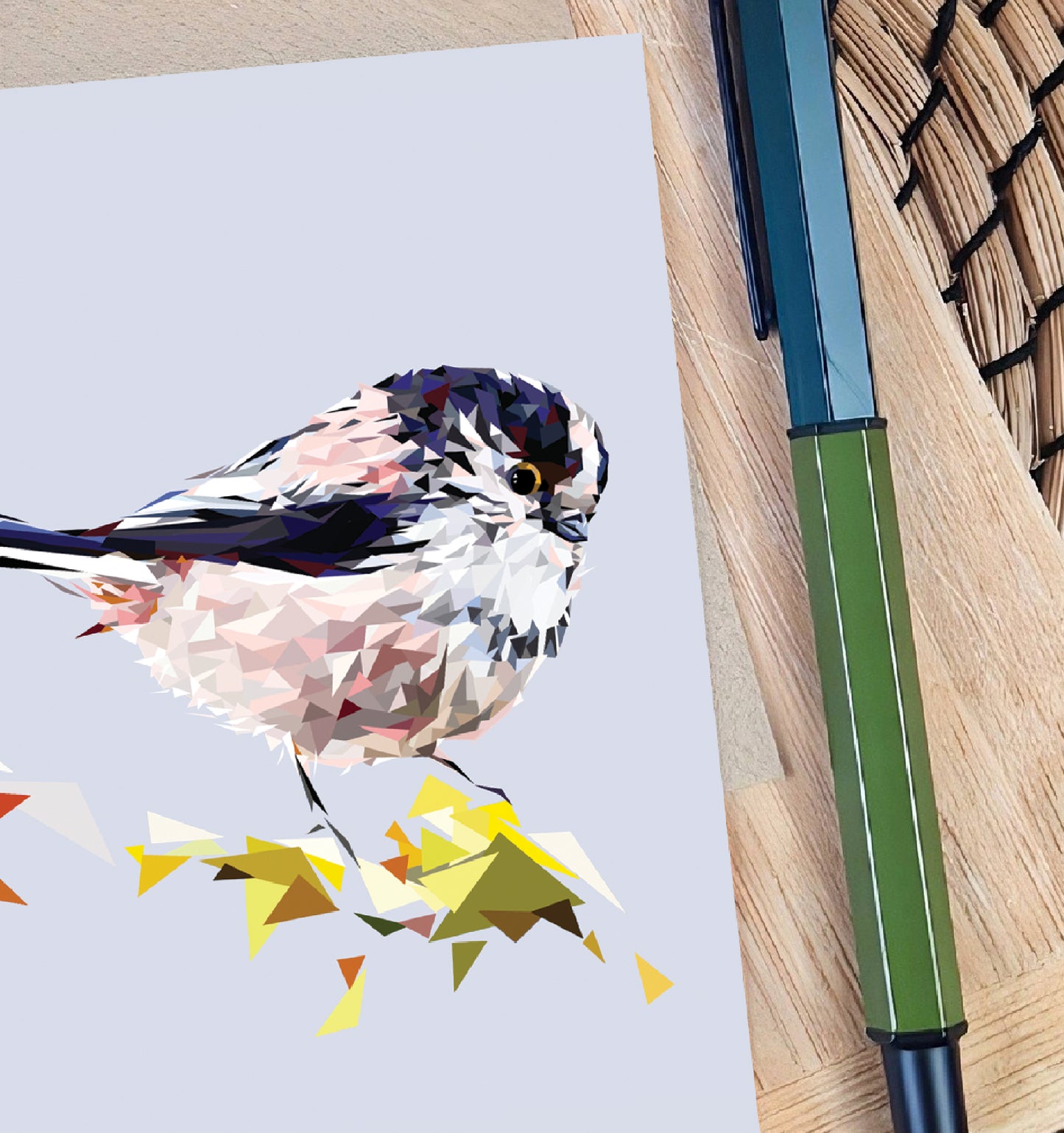 Long-tailed tit bird illustration | Blank greeting card | Art card