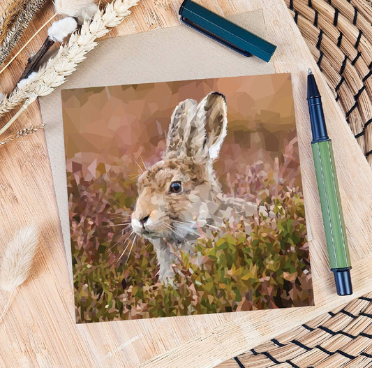 Mountain hare illustration | Blank greeting card | Art card