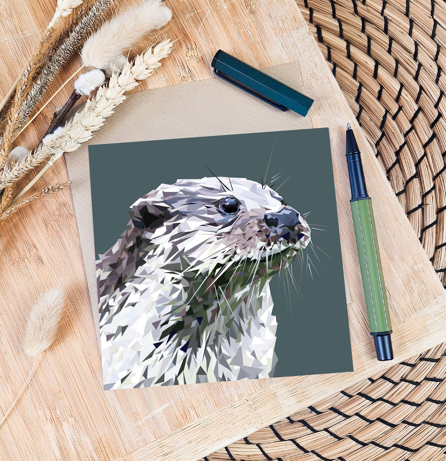 Otter illustration | Blank greeting card | Scottish art card