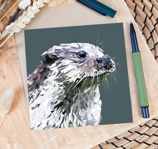 Otter illustration | Blank greeting card | Scottish art card