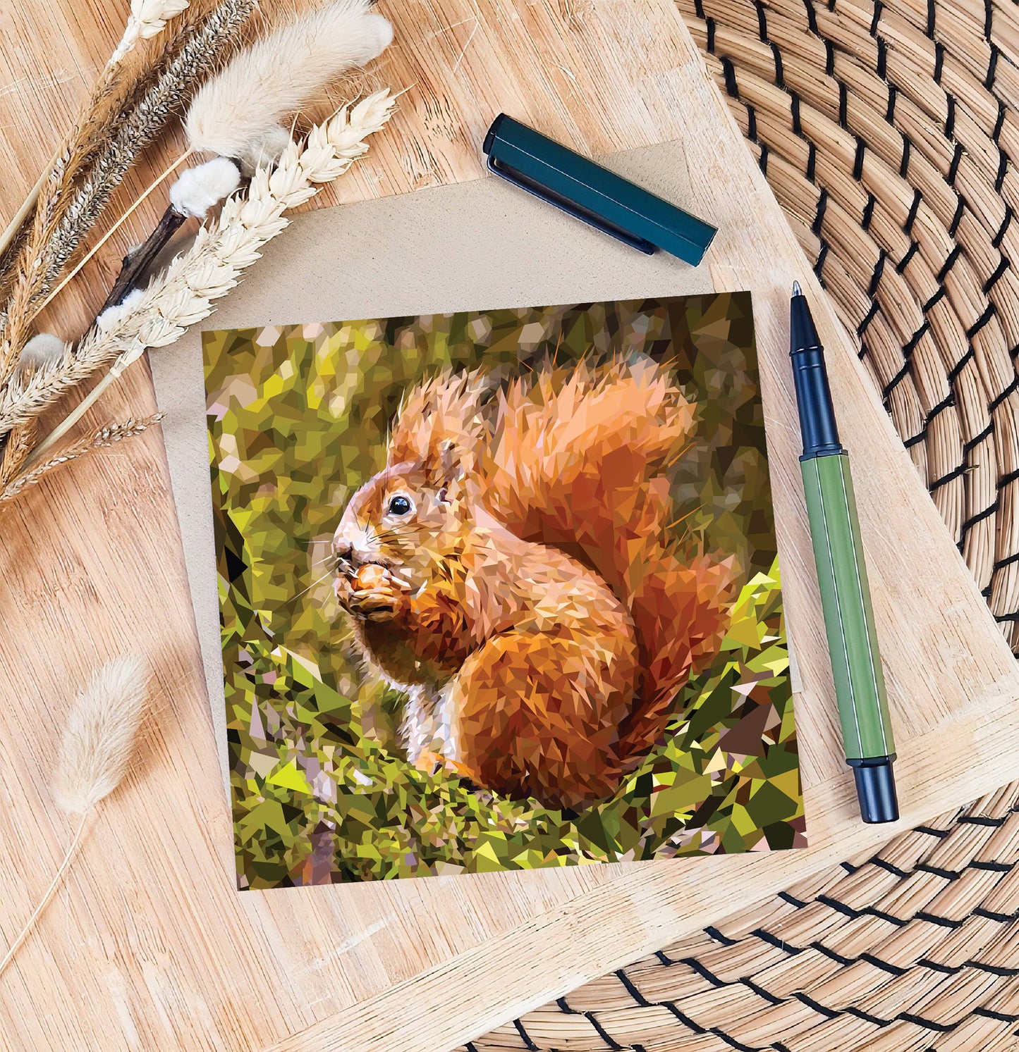 Red squirrel illustration | Blank greeting card | Art card