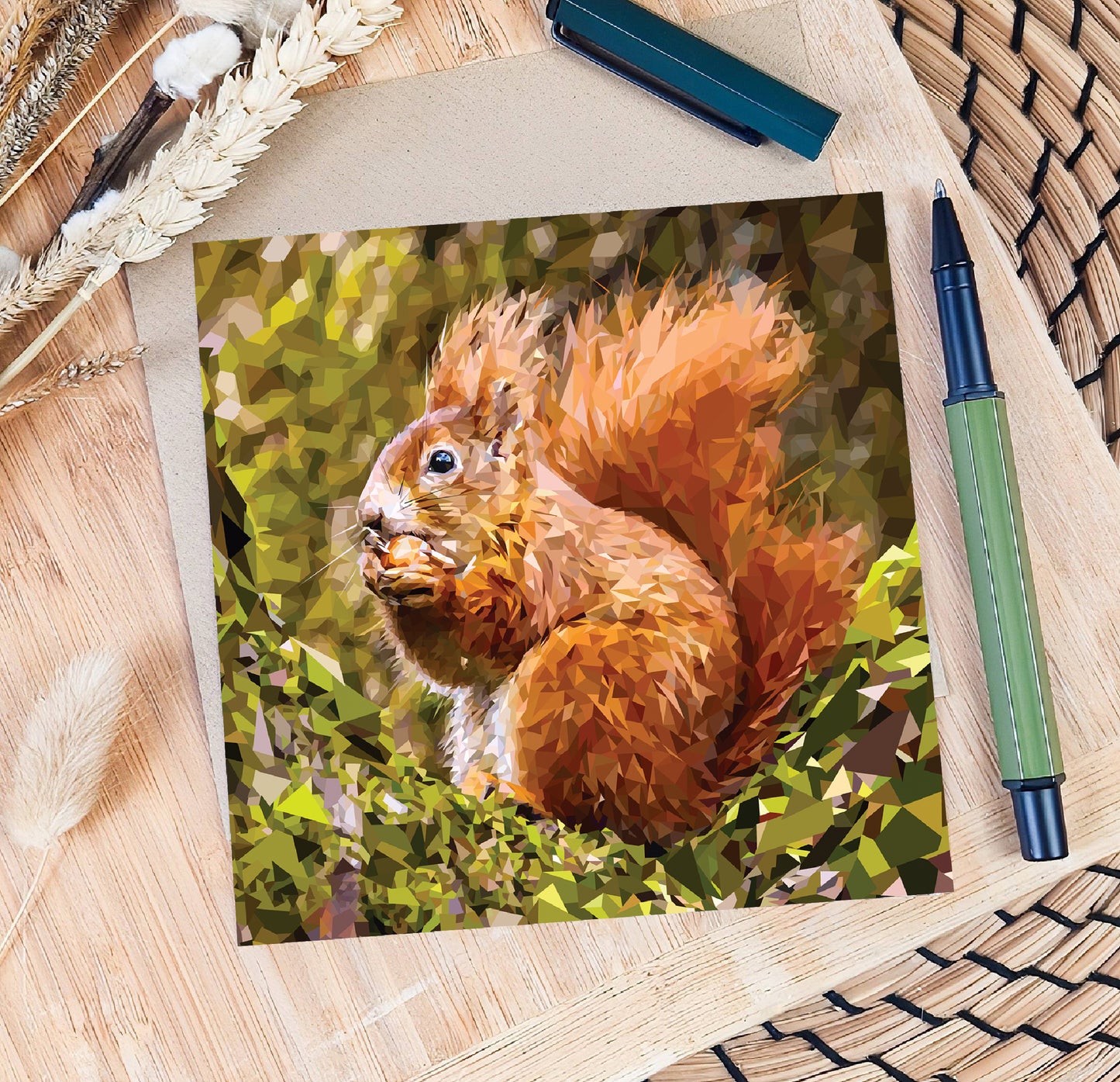 Red squirrel illustration | Blank greeting card | Art card