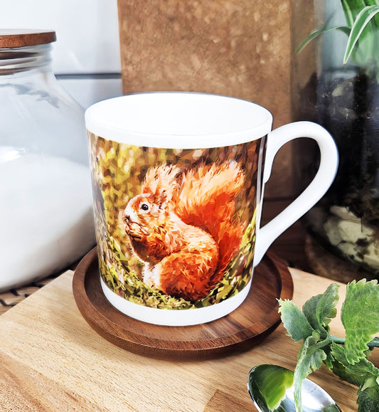 Red squirrel illustration | Bone China mug | Woodland animals