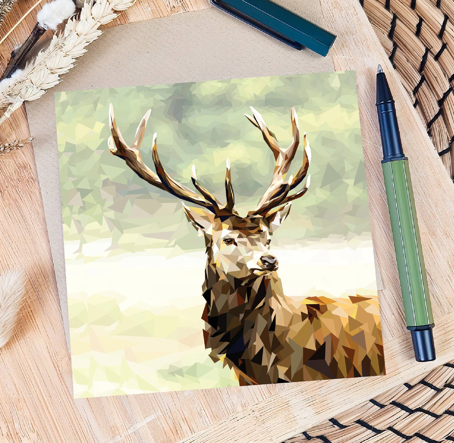 Red stag illustration | Blank greeting card | Scottish art card