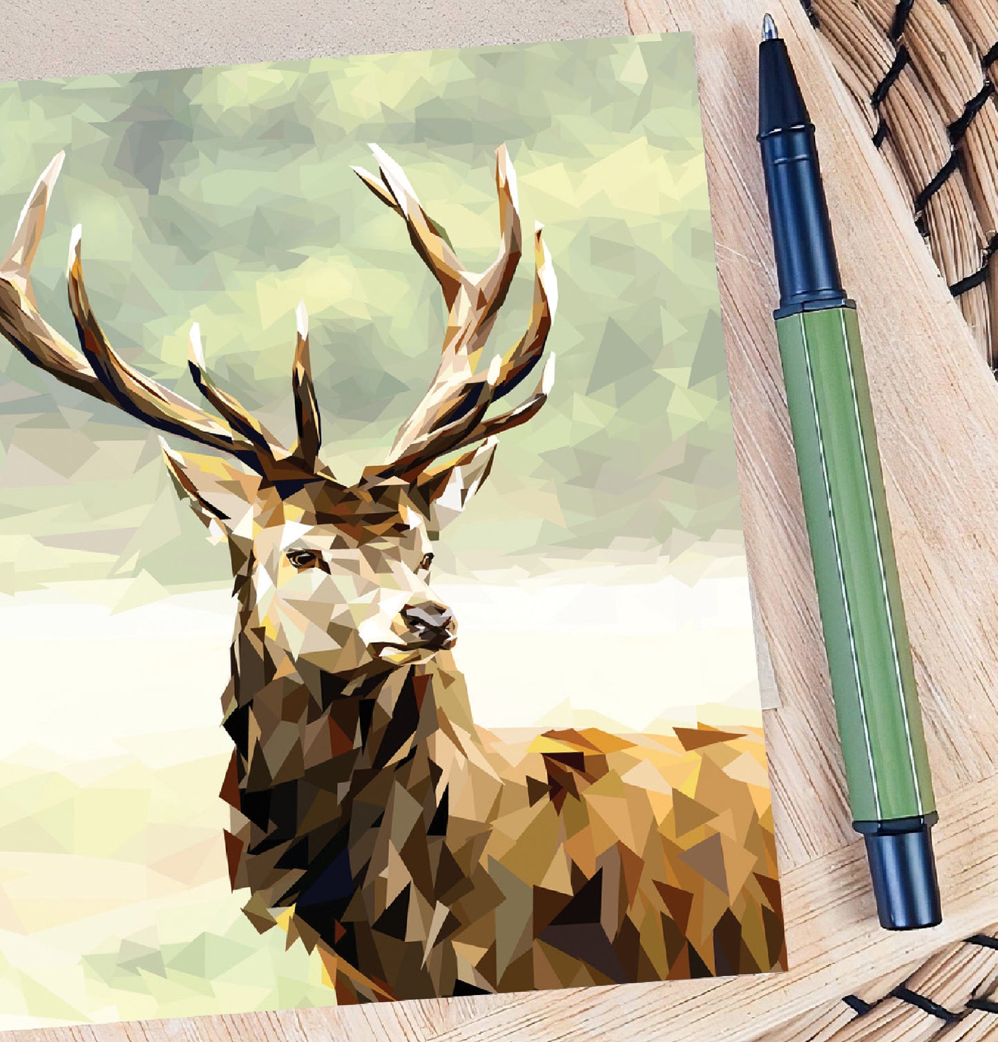 Red stag illustration | Blank greeting card | Scottish art card