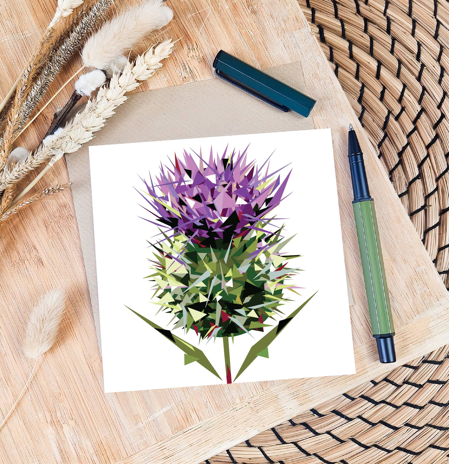 Spear thistle illustration | Blank greeting card | Scottish art card