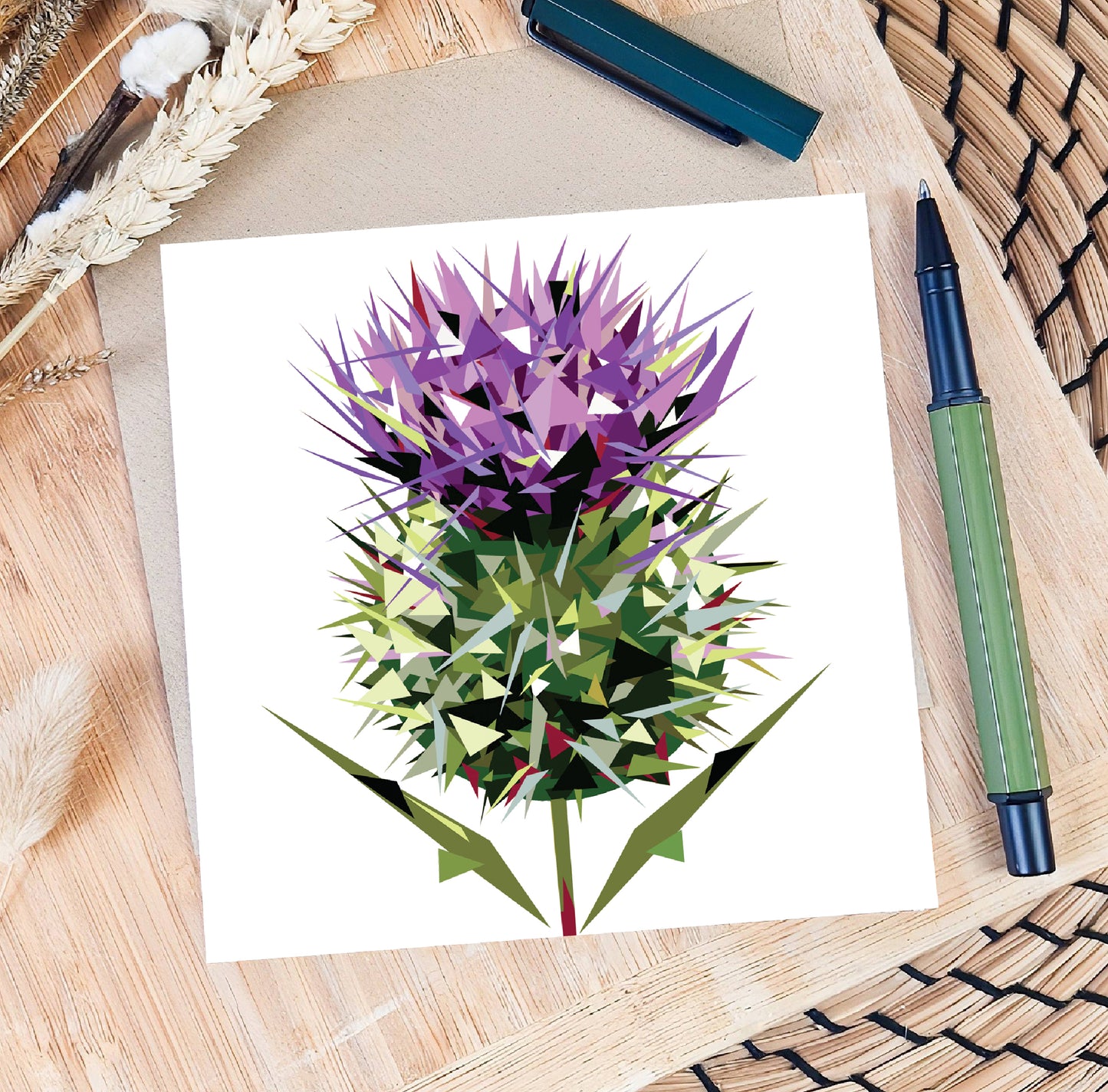 Spear thistle illustration | Blank greeting card | Scottish art card