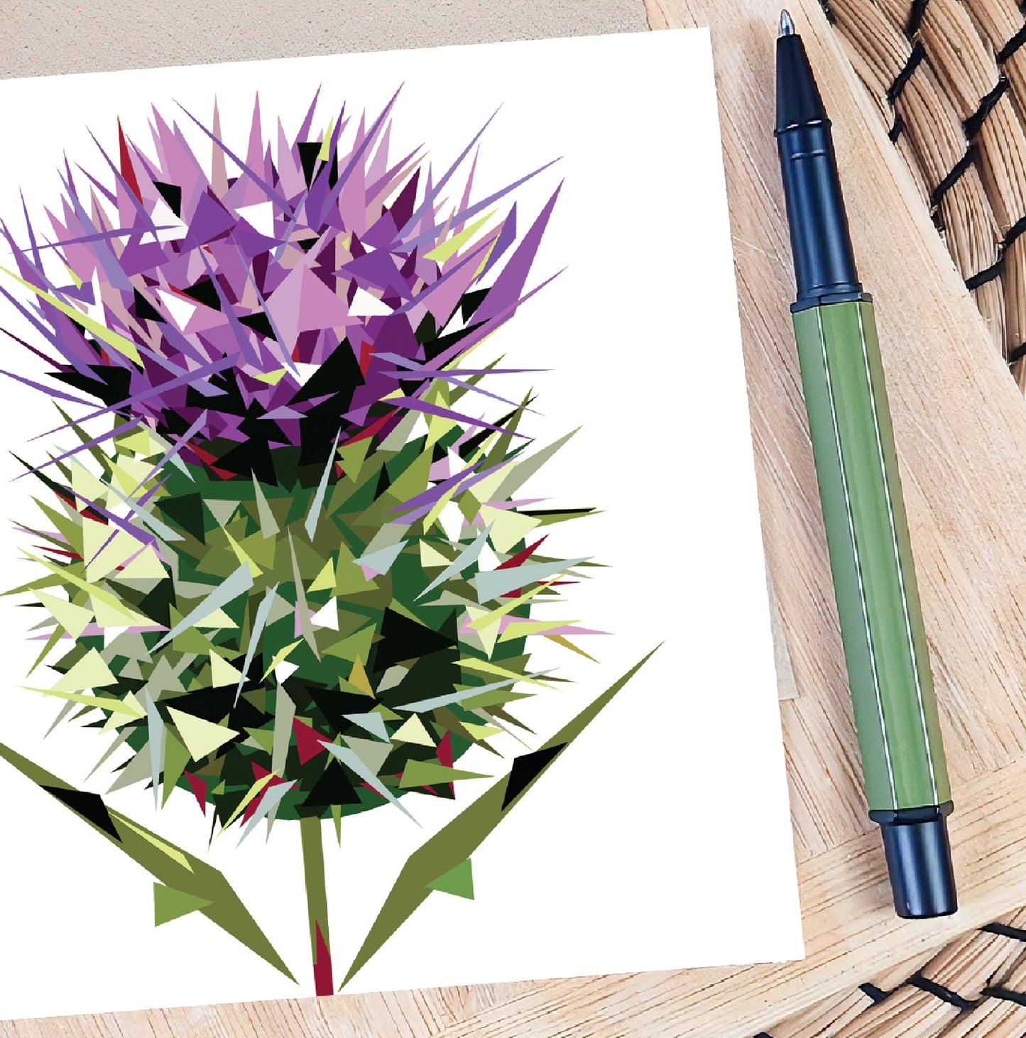 Spear thistle illustration | Blank greeting card | Scottish art card