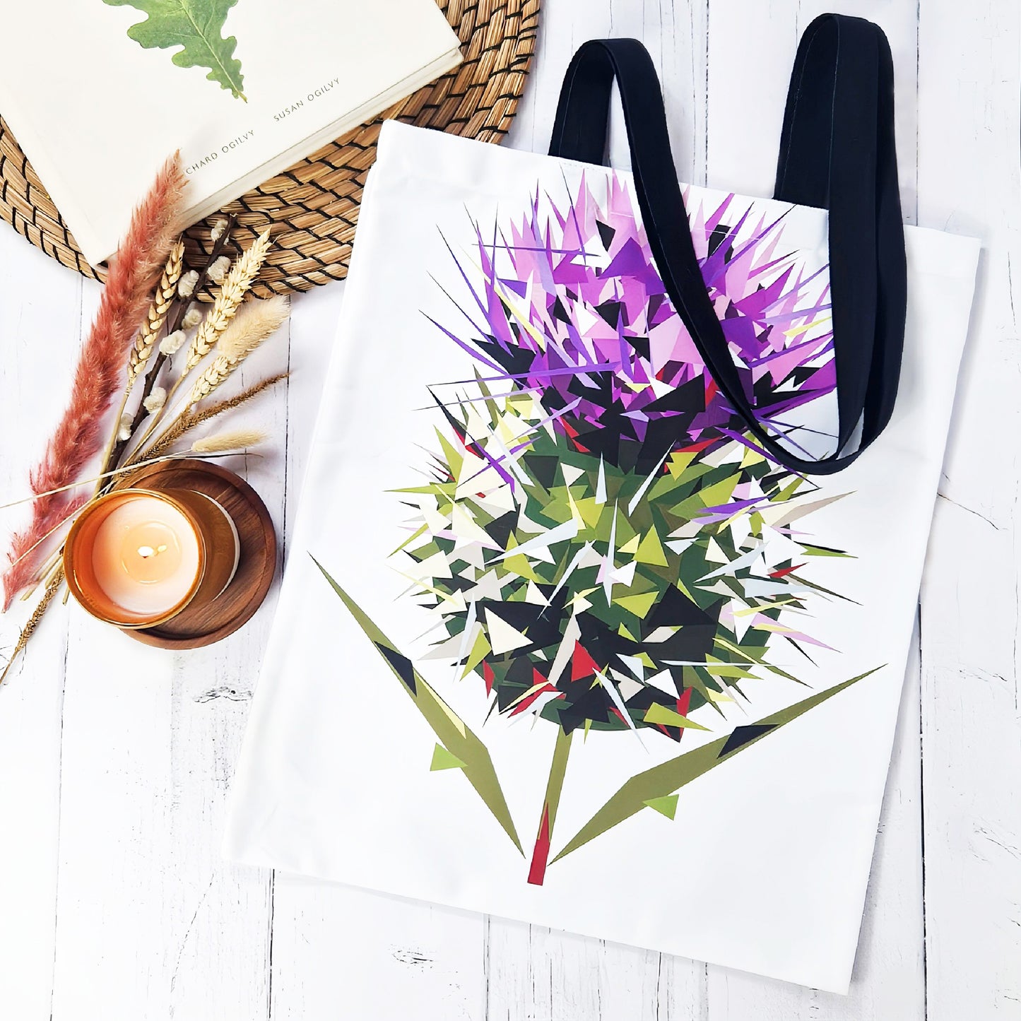 Spear thistle illustration | Heavyweight cotton tote bag | Scottish