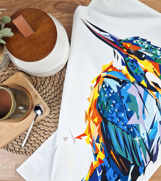 'SALE' Kingfisher bird tea towel | 100% cotton | British wildlife design