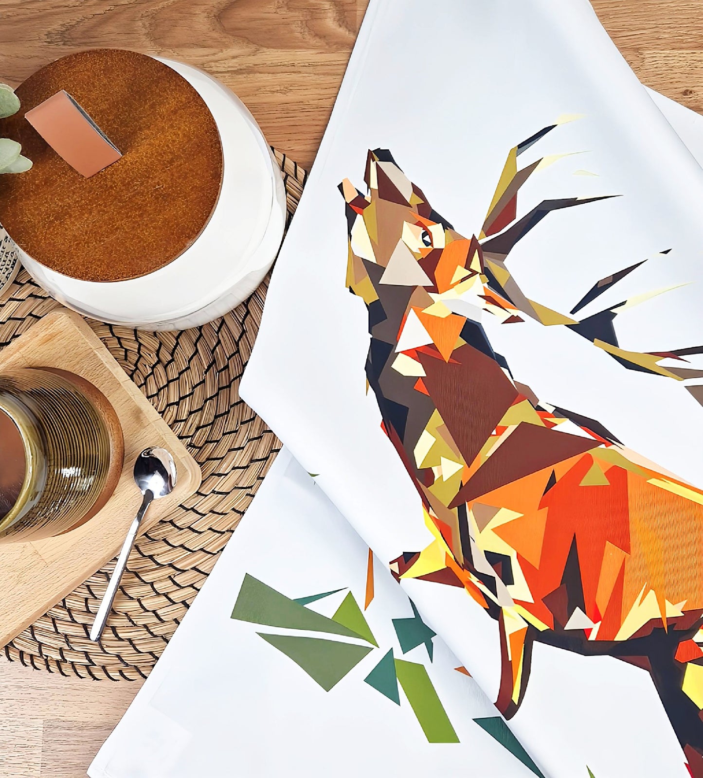 'SALE' Red stag tea towel | 100% cotton | Scottish highlands design