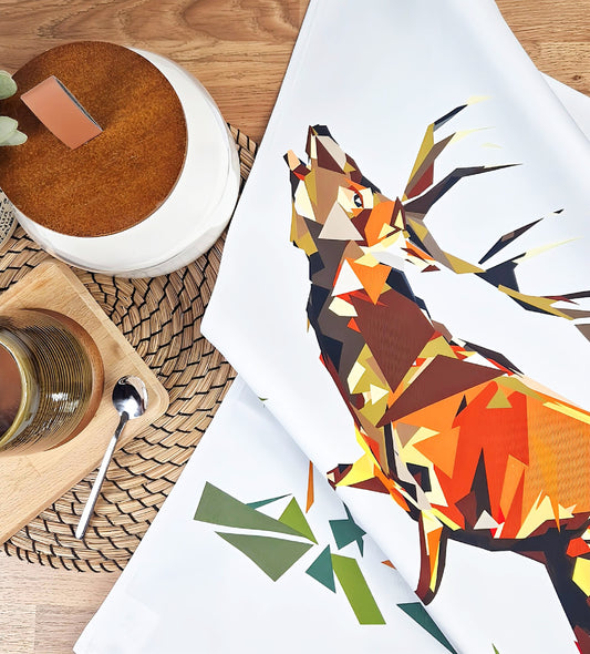 'SALE' Red stag tea towel | 100% cotton | Scottish highlands design