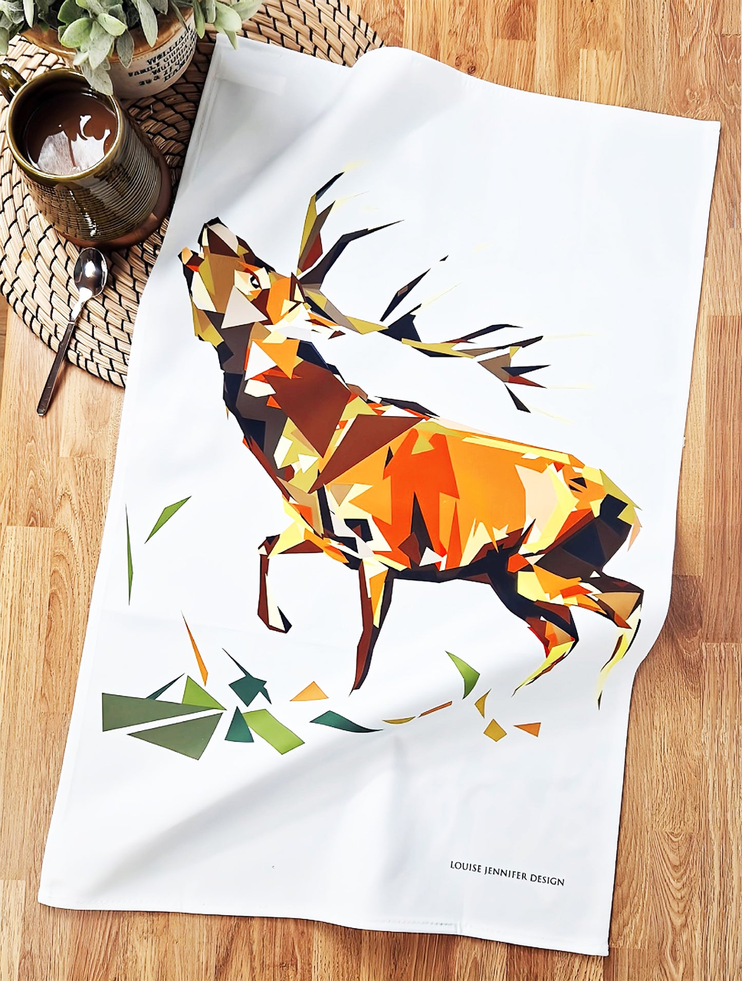 'SALE' Red stag tea towel | 100% cotton | Scottish highlands design
