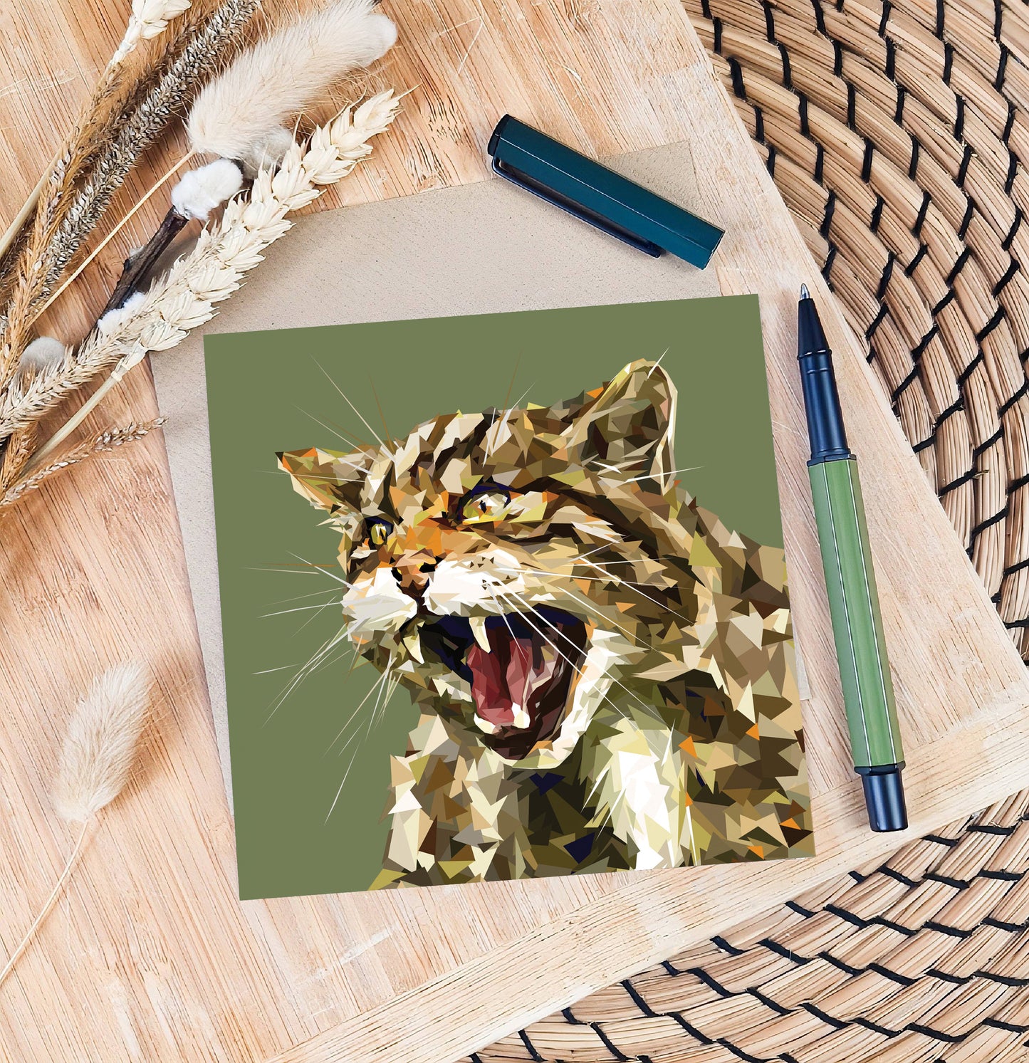 WILDCAT illustration | Blank greeting card | Scottish
