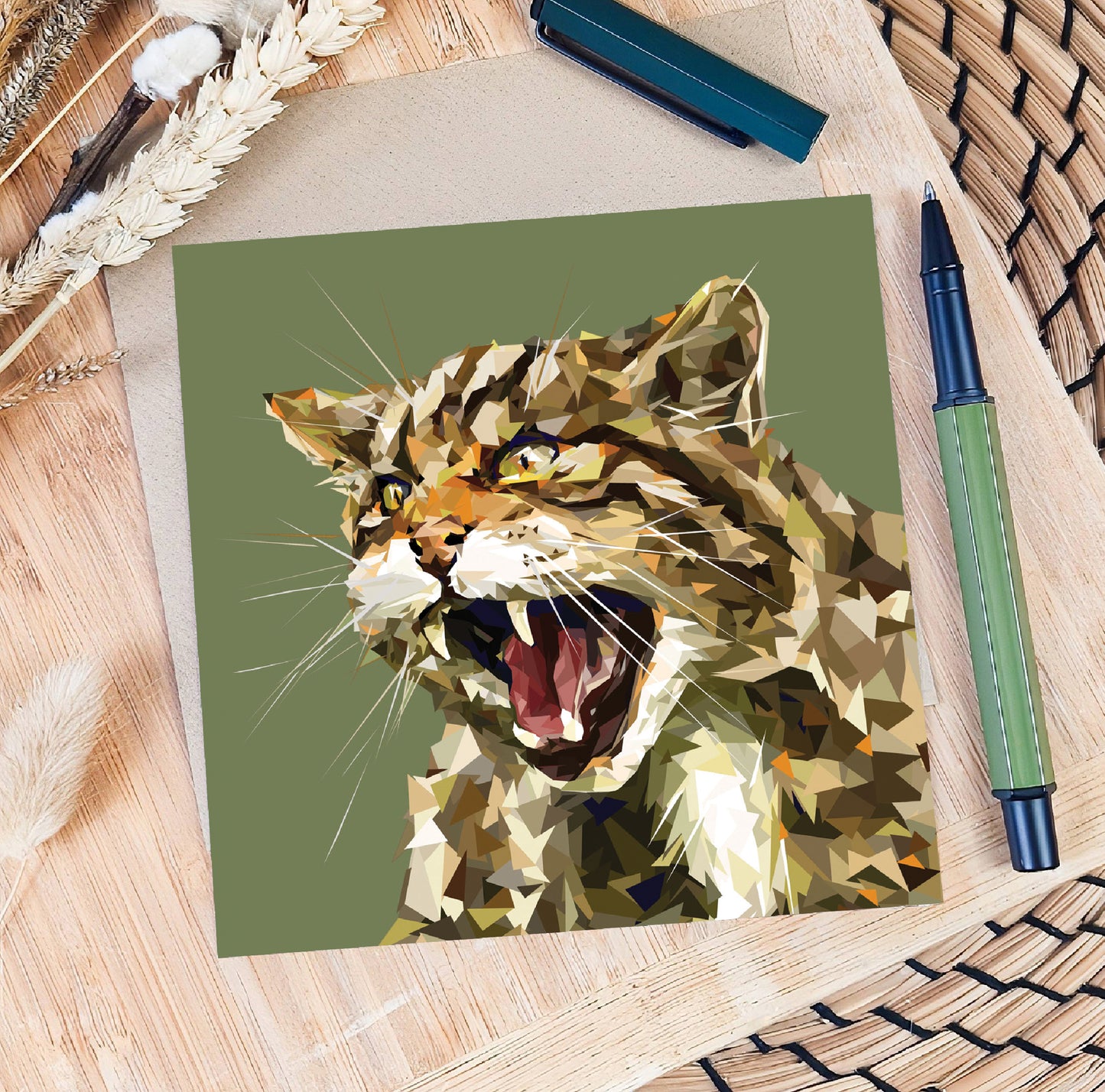 WILDCAT illustration | Blank greeting card | Scottish