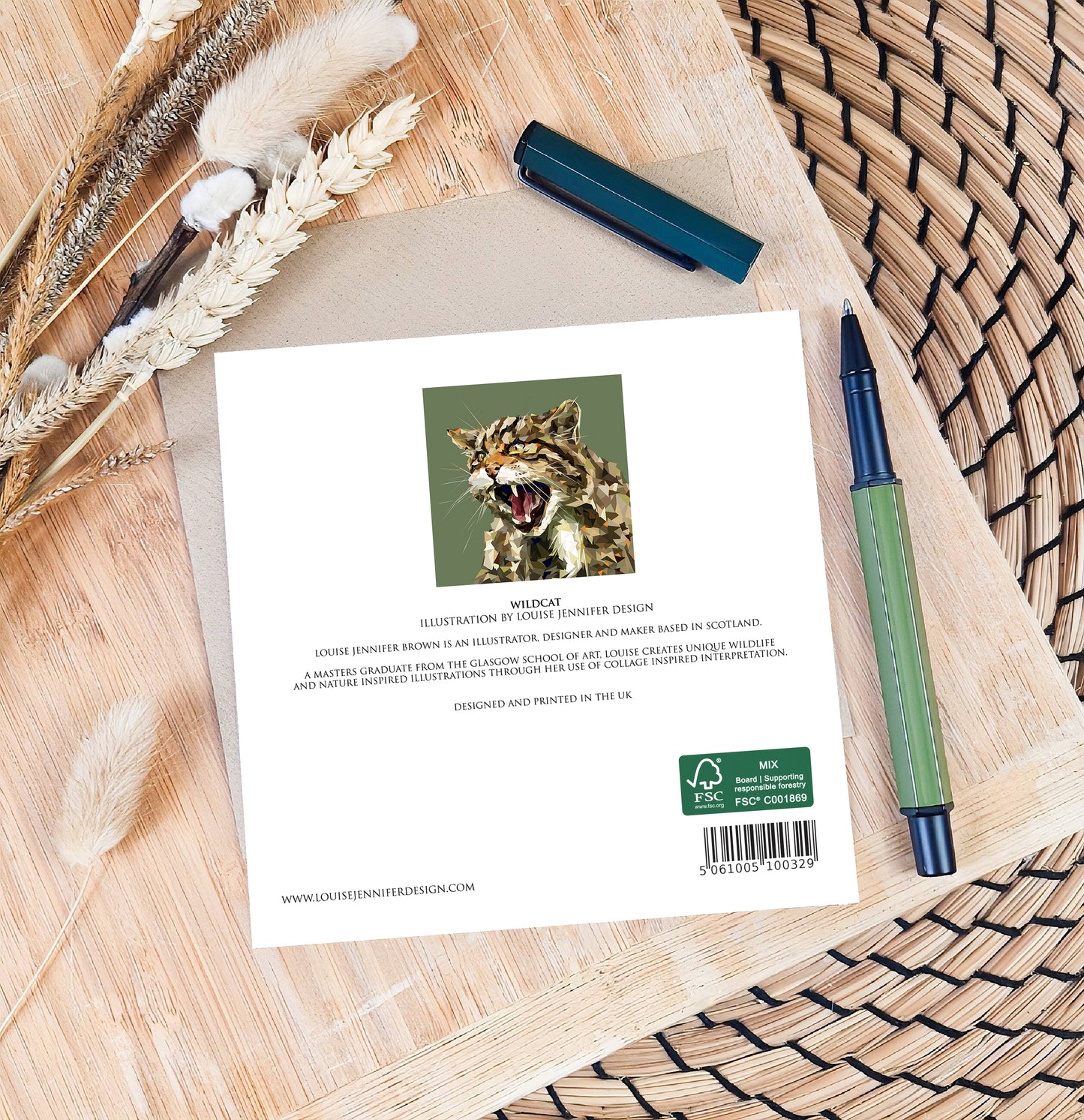 WILDCAT illustration | Blank greeting card | Scottish