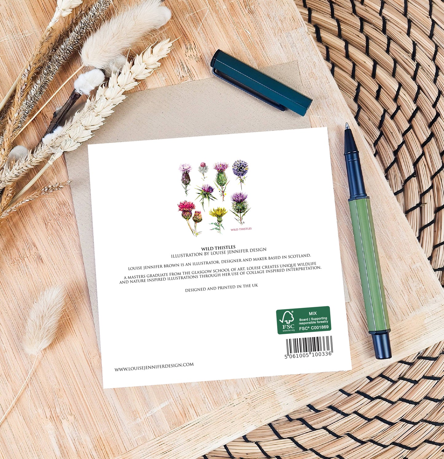 Wild thistles illustration | Blank greeting card | Scottish art card