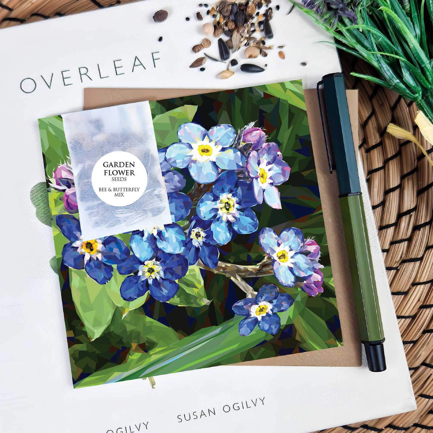 Forget-me-not flower illustration | Flower seed greeting card | Art card