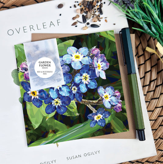 Forget-me-not flower illustration | Flower seed greeting card | Art card