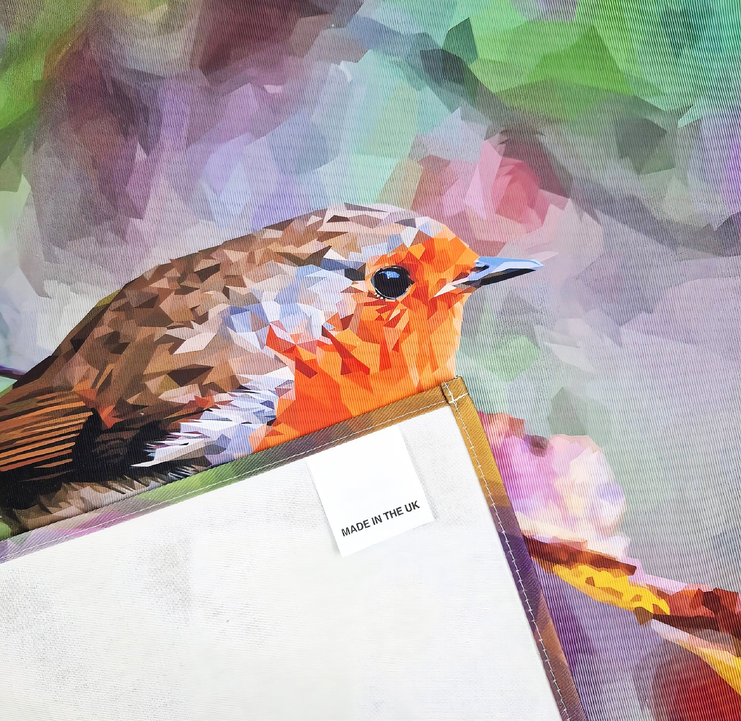 Robin redbreast bird tea towel | 100% cotton | Garden bird design