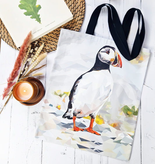 Atlantic puffin bird illustration | Heavyweight cotton tote bag | Scottish