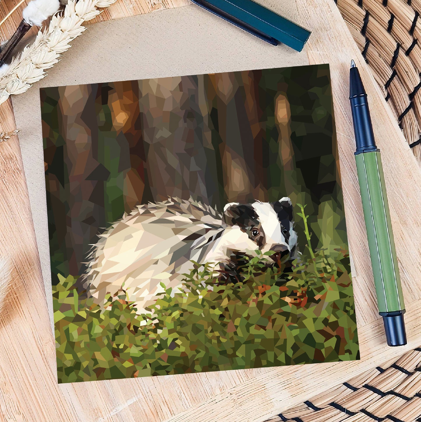 Badger illustration | Blank greeting card | Art card