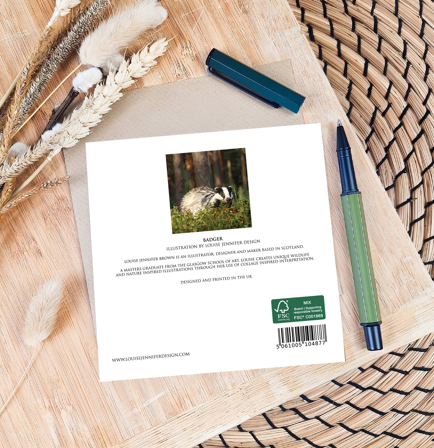 Badger illustration | Blank greeting card | Art card