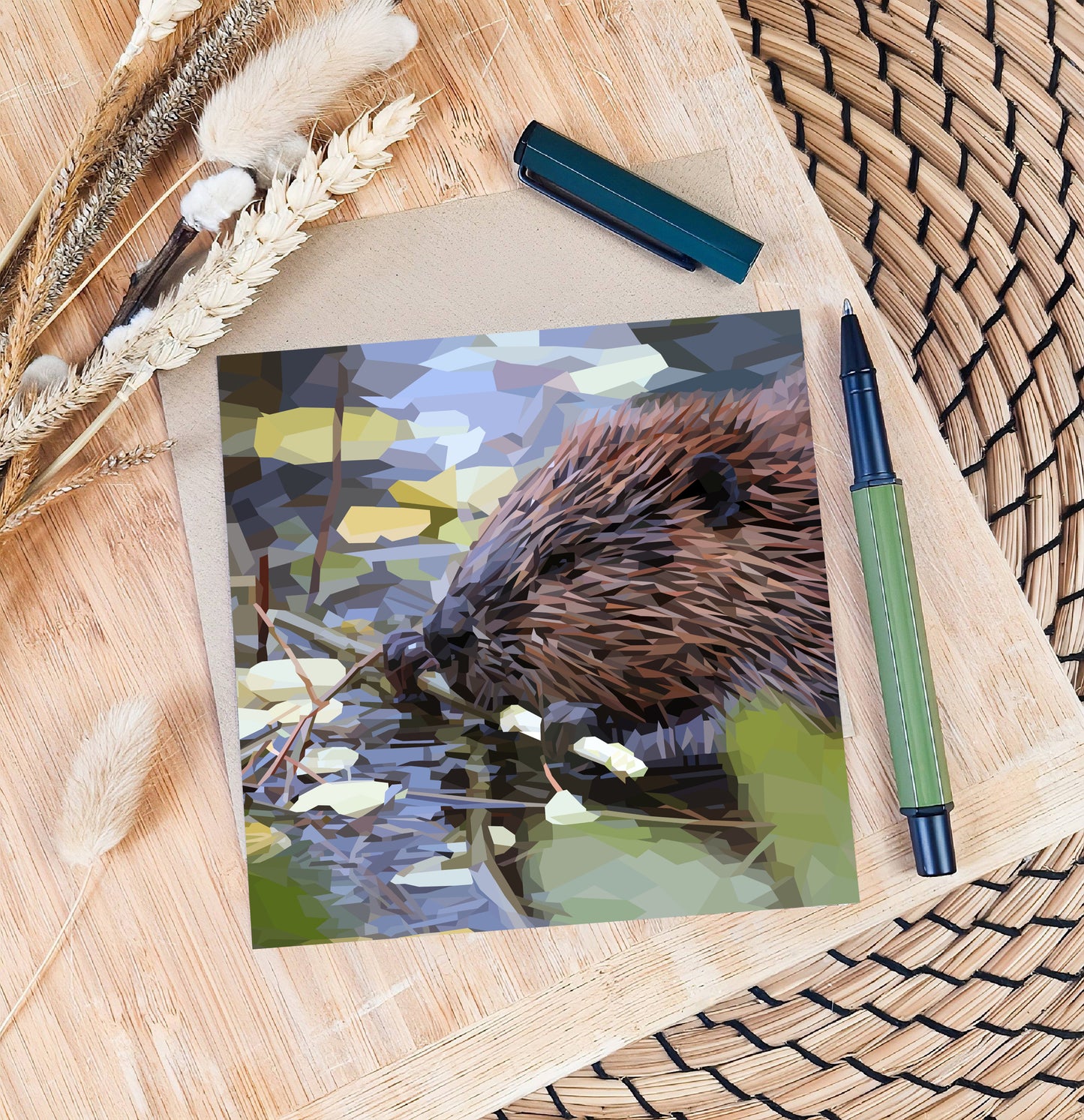 Beaver illustration | Blank greeting card | Art card