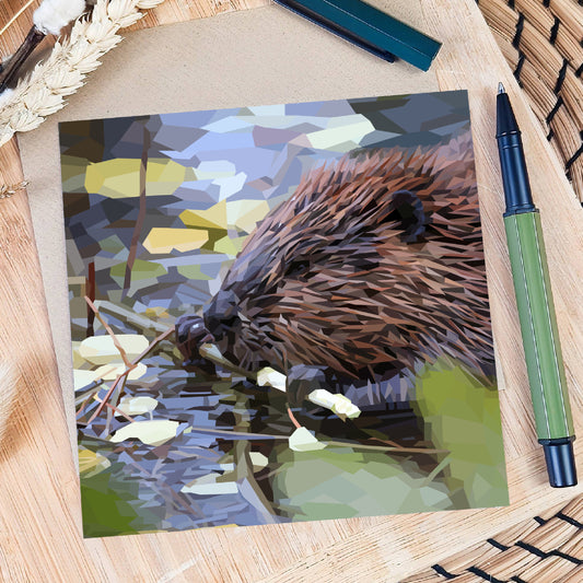 Beaver illustration | Blank greeting card | Art card