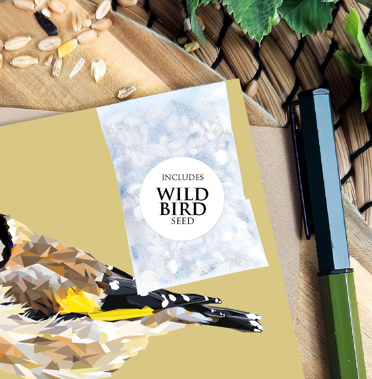 Goldfinch bird illustration | Bird seed greeting card | Art card