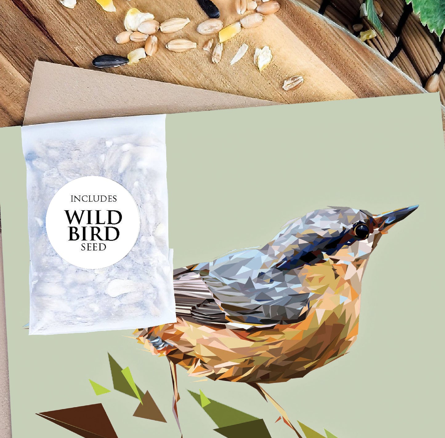 Nuthatch bird illustration | Bird seed greeting card | Art card