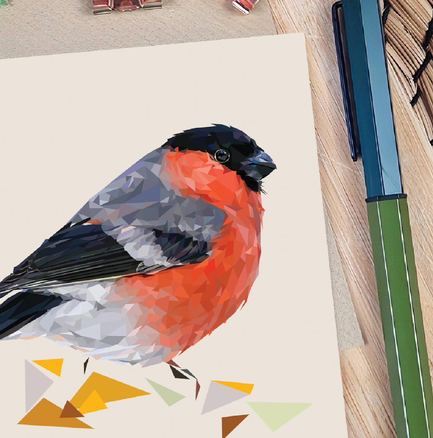 Bullfinch bird illustration | Blank greeting card | Art card