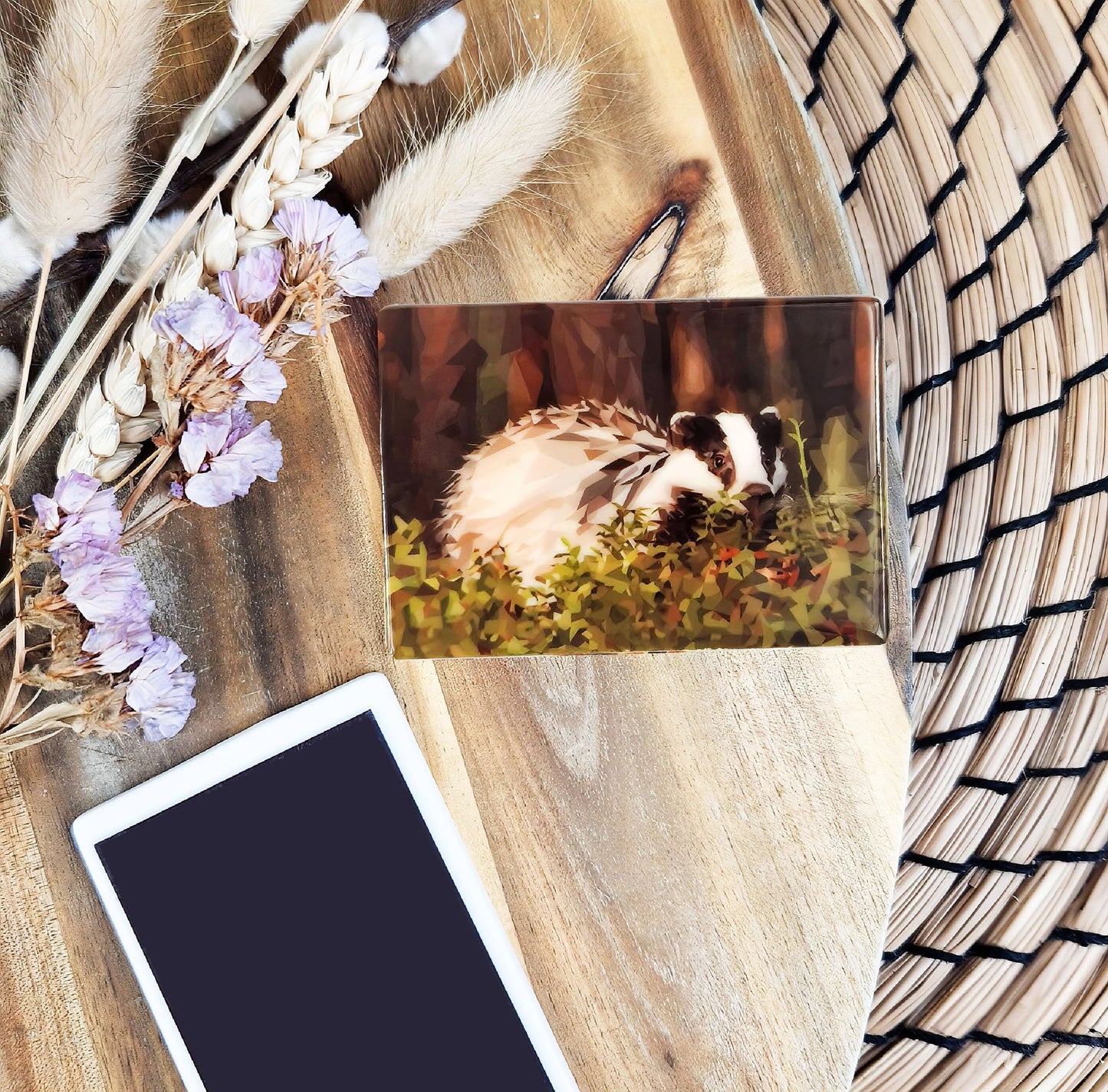 Badger illustration | Ceramic fridge magnet | British wildlife