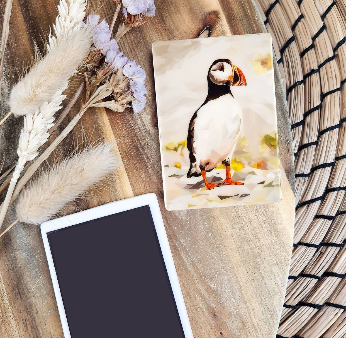 Atlantic puffin bird illustration | Ceramic fridge magnet | Coastal birds